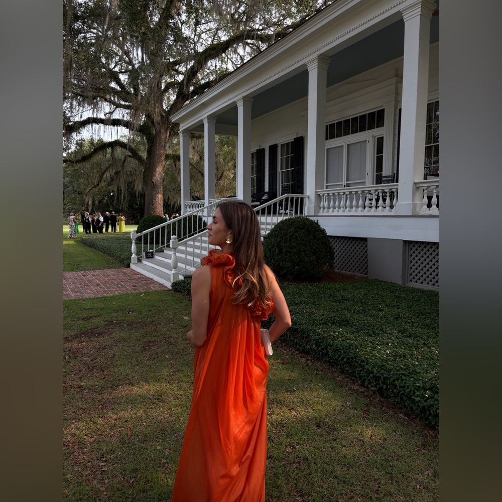 Elegant Orange Sleeveless Dress